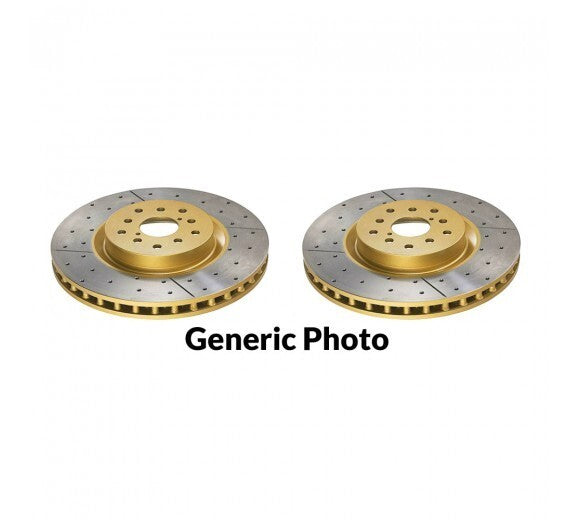Street Series 2x Gold Cross-Drilled Front Rotors (WRX 15+/Liberty 03-14/Forester 14-18)