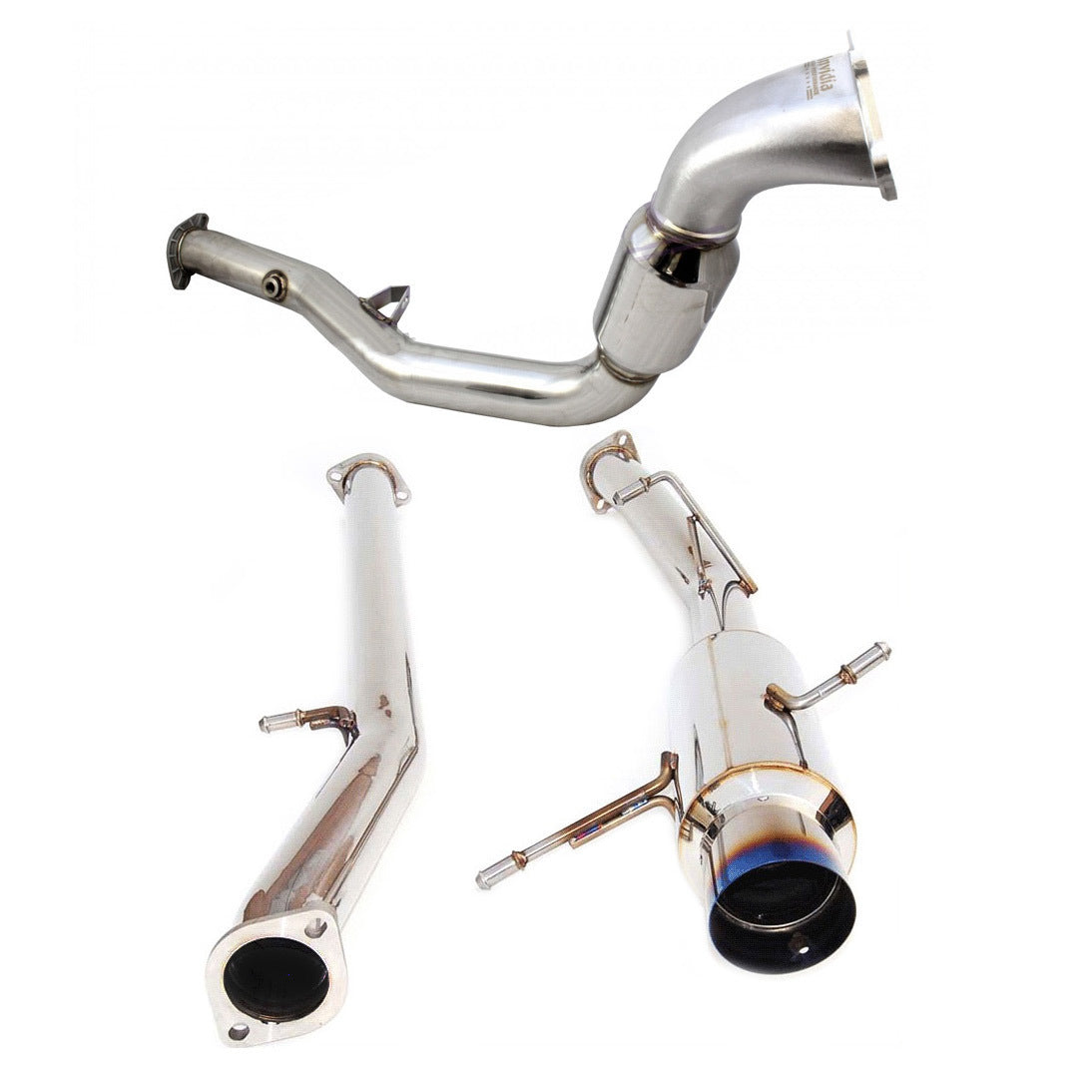 Invidia N1 Turbo Back Exhaust Non Resonated w/Catless Down Pipe, Ti Tip (WRX/STI GD 01-07)