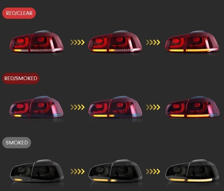Volkswagen MK6 Golf R Style Sequential LED Tail Lights 2009-2013