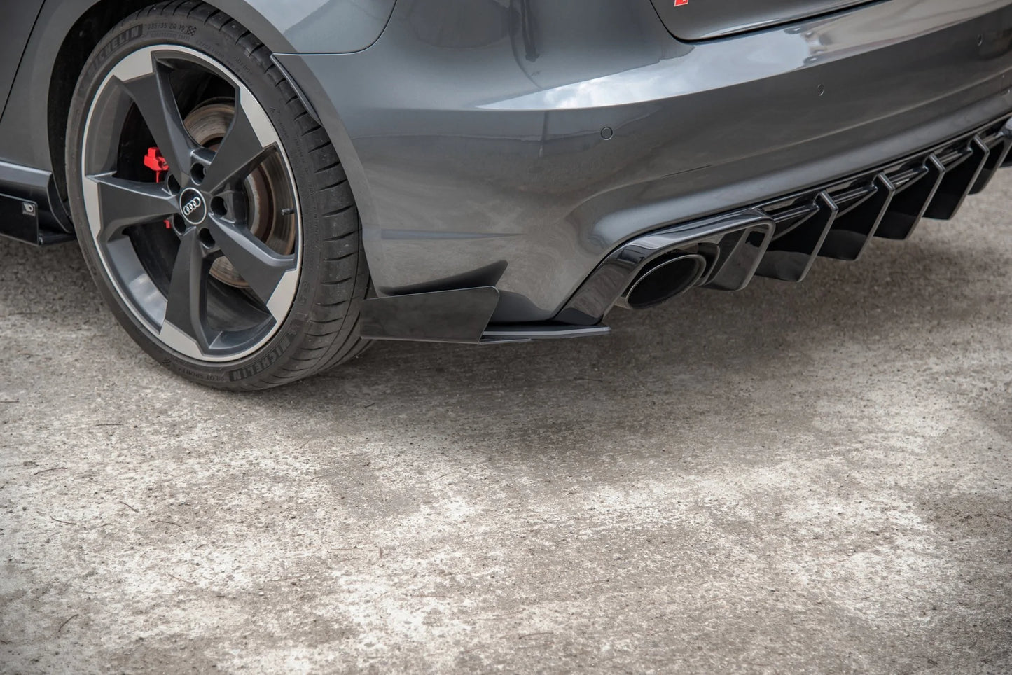 Maxton Design Racing Durability Rear Side Splitters + Rear Flaps Audi RS3 8VA Sportsback