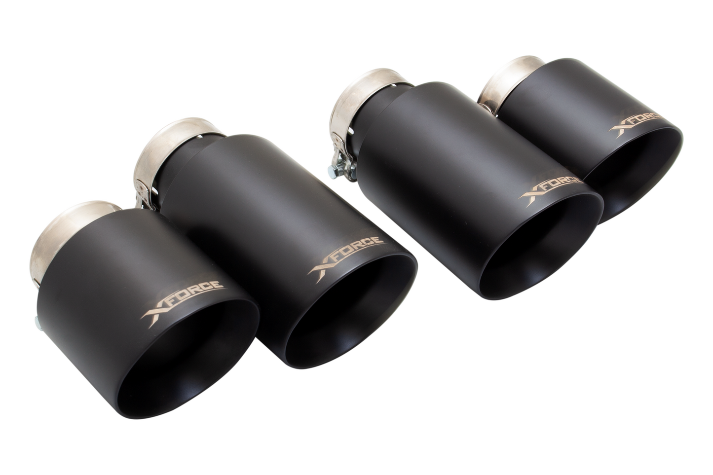 XForce 4in Tips to suit XForce Cat-Back Exhaust w/4in Outlet (Golf R Mk7 13-17/S3 13+) Black