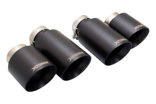 XForce 4in Tips to suit XForce Cat-Back Exhaust w/4in Outlet Volkswagen Golf R Mk7 13-17/S3 13+ Black
