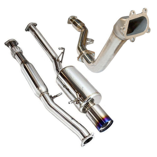 Invidia G200 Turbo Back Exhaust w/Hyperflow Down Pipe, Ti Rolled Tip Subaru Forester XT SG 03-08)