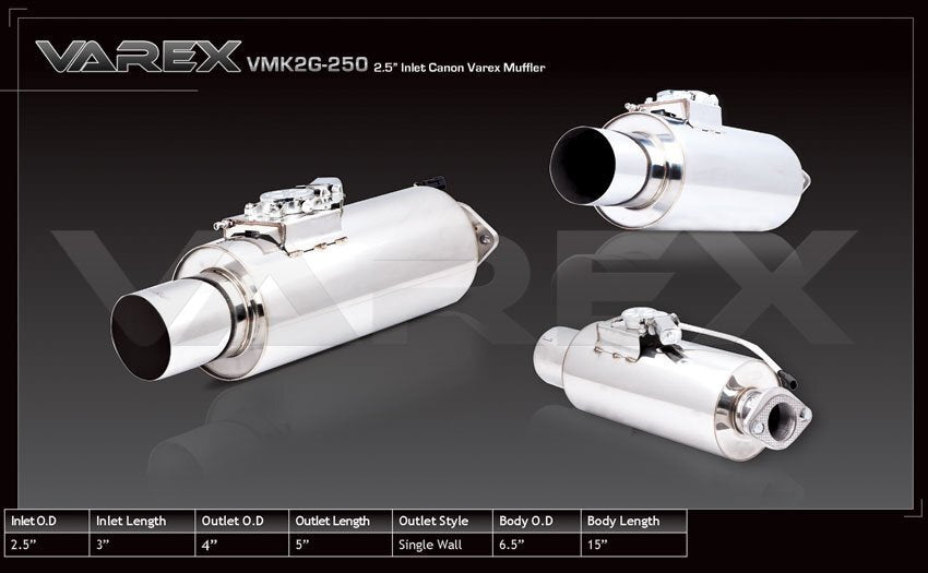 XForce Varex Universal Cannon Muffler - 2.5in Inlet/4in Outlet